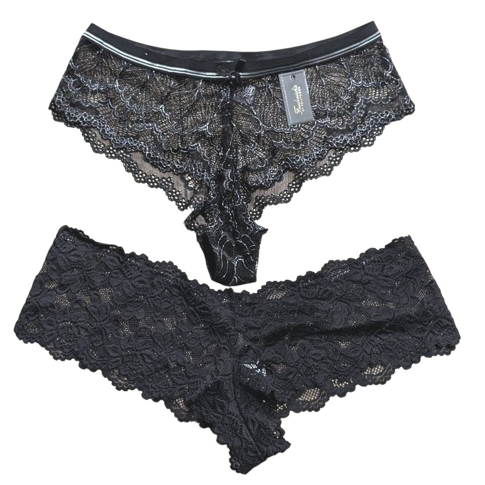 Frederick's of Hollywood Panties Plus 1X Black Lace Cheeky Hipster Underwear